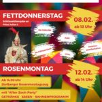 Karnevalsplakat für Stolberg mit Wappen und Prinz Julian I. in Festkleidung, Daten für Fett-Donnerstag und Rosenmontag.