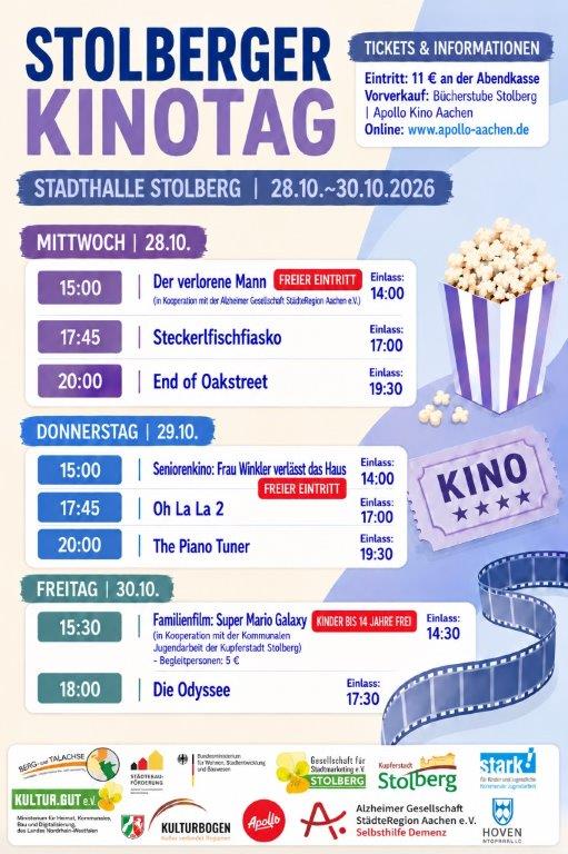 Stolberger Kinotag 2026: Drei Tage Kinovergnügen in der Stadthalle